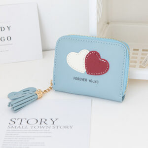 Two-Tone Love Short Wallet-Light Blue