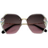Wholesale UV Resistant Crystal Cut Edge Frameless Diamond Inlaid PC Sunglasses