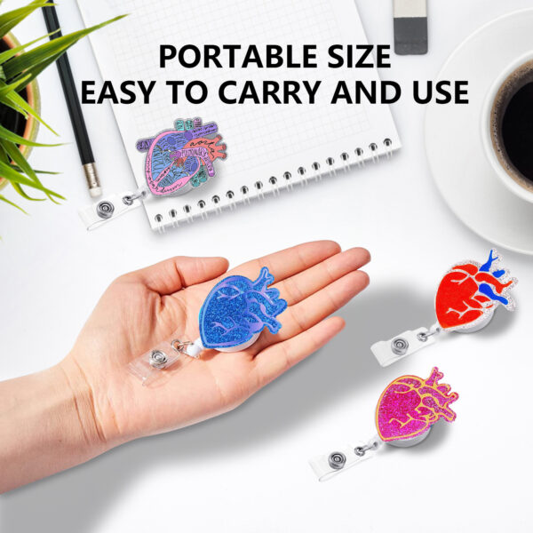 Wholesale Heart Glitter Doctor Nurse Badge Clip Retractable Badge Reel Acrylic Keychain