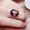 Wholesale Copper Oval Purple Gemstone Rings