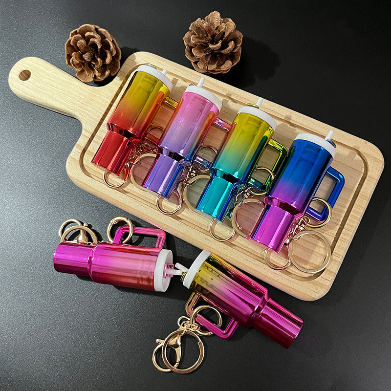 Wholesale gradient color high-end trendy fashion Mini Tumbler C Keychains