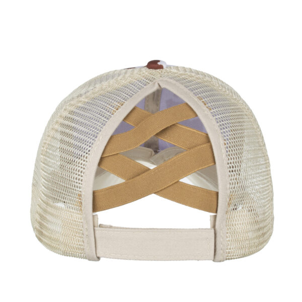 Wholesale Polyester Cow Pattern Cross Elastic Net Ponytail Baseball Cap