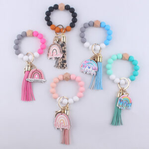 Wholesale 2024 cross-border Mother's Day gift European and American jewelry tassel bracelet silicone bracelet keychain love bracelet