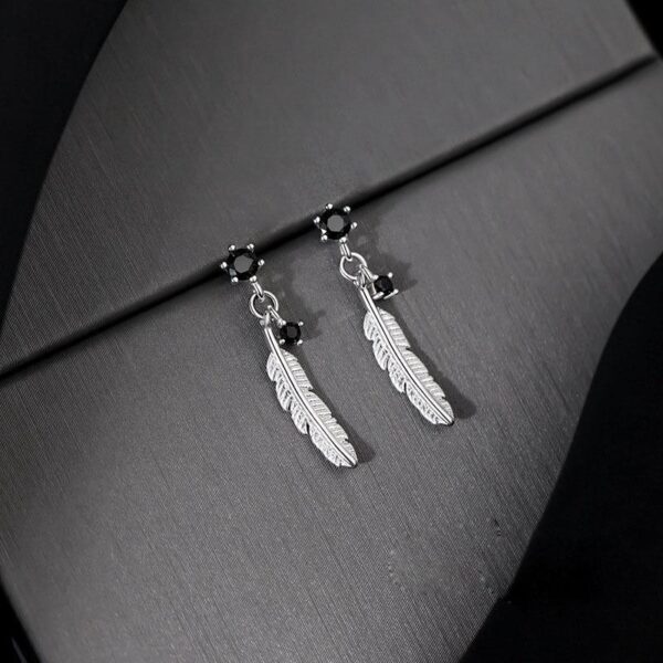Wholesale Silver Needle Feather Copper Earrings