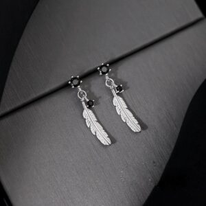 Wholesale Silver Needle Feather Copper Earrings