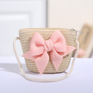 Three-dimensional pink bow beige