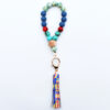 Wholesale Wooden Bead PU Printed Tassel Pendant Wrist Keychain
