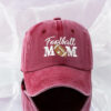 Wholesale Embroidered FOOTBALL MOM Washed Baseball Cap