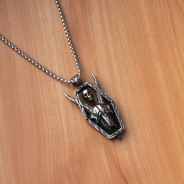 Wholesale Gothic Stainless Steel Sheep Head Skull Titanium Steel Necklace