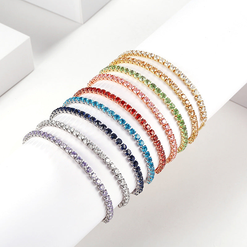 Wholesale Diamond Colored Zircon Single Row Tennis Bracelet