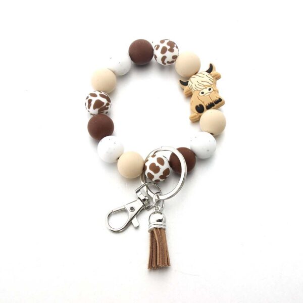 Wholesale Yak Silicone Beads Wooden Beads Tassel Bracelet Keychain
