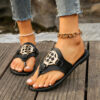 Wholesale Round Toe Clip Metal Buckle PU Herringbone Slippers