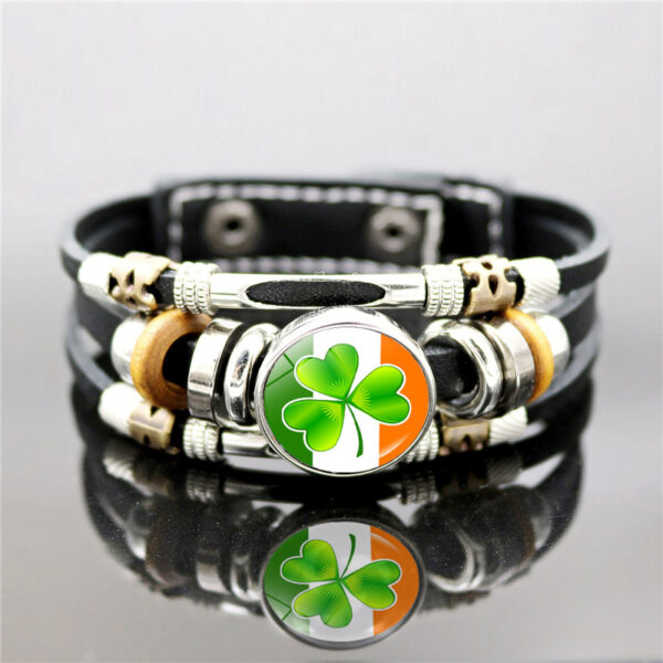 Wholesale Irish Flag Shamrock Alloy Bracelet