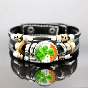 Wholesale Irish Flag Shamrock Alloy Bracelet