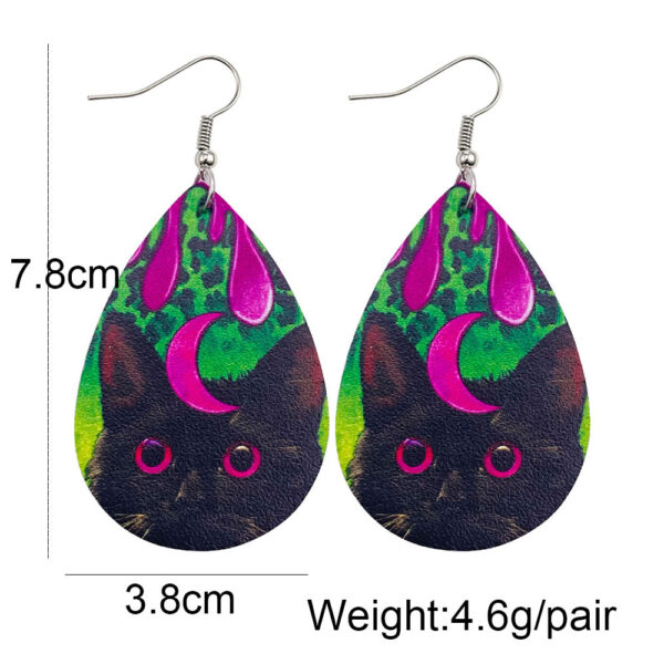 O1CN01LQrFZJ2CFrcopONYE_2207539588445-0-cib Wholesale Halloween Flower Skull Double Sided Leather Water Drop Earrings