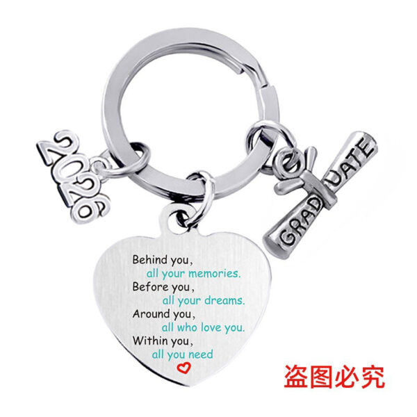 Wholesale Season of Graduation Gift Heart-shaped Color Printing Stainless Steel Keychain