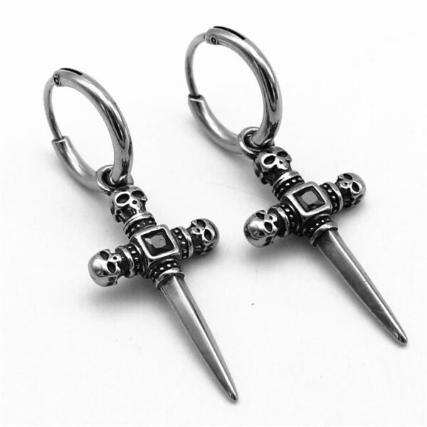 Wholesale Skeleton Cross Titanium Steel Earrings