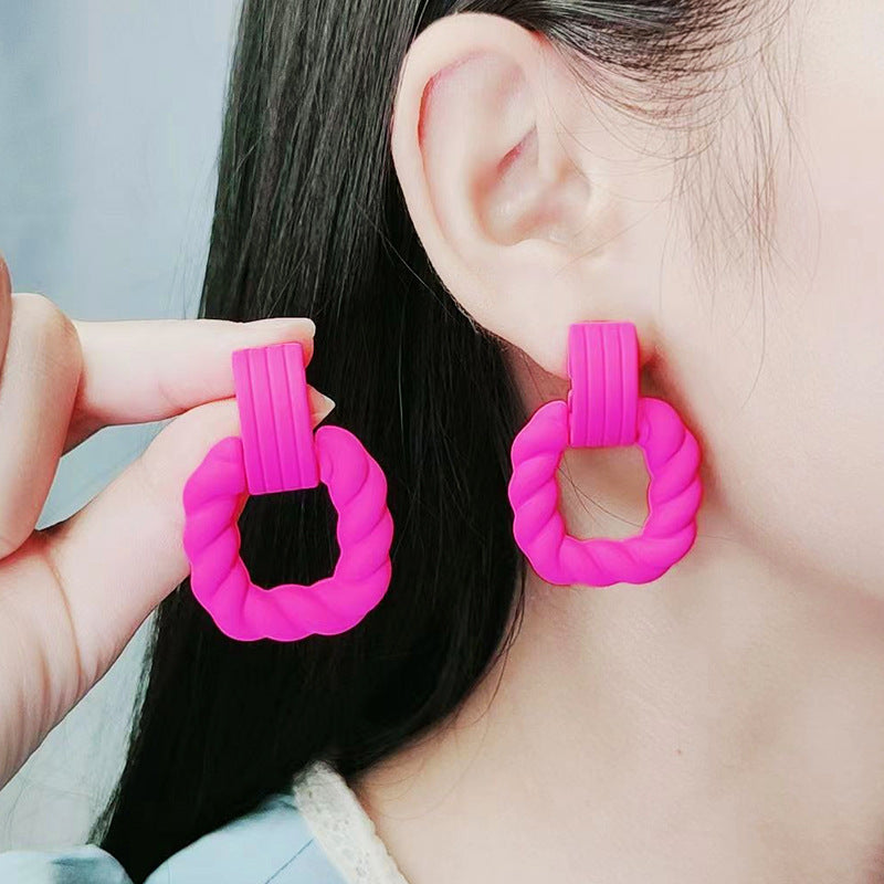 Wholesale Square Semi-circular Splicing Acrylic Earrings