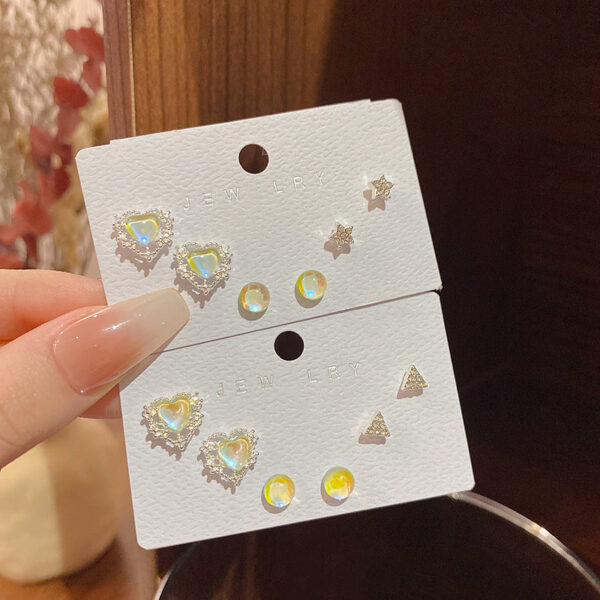 Wholesale S925 Silver Needle Aurora Love Heart Alloy Earrings