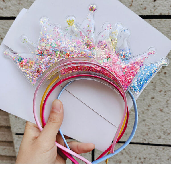 Wholesale Quicksand Crown Kids PVC Sequin Headbands