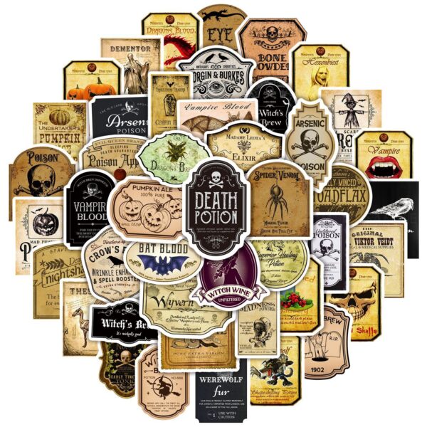 O1CN01LYr7CY1ycqn3rb19R_2212507786600-0-cib Wholesale PVC Waterproof Self-adhesive Ancient Halloween Bottle Stickers