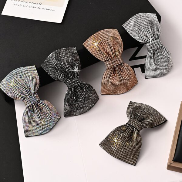 Wholesale Full Diamond Bow Spring Clip Hairpin