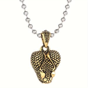 Snake head necklace-ancient gold