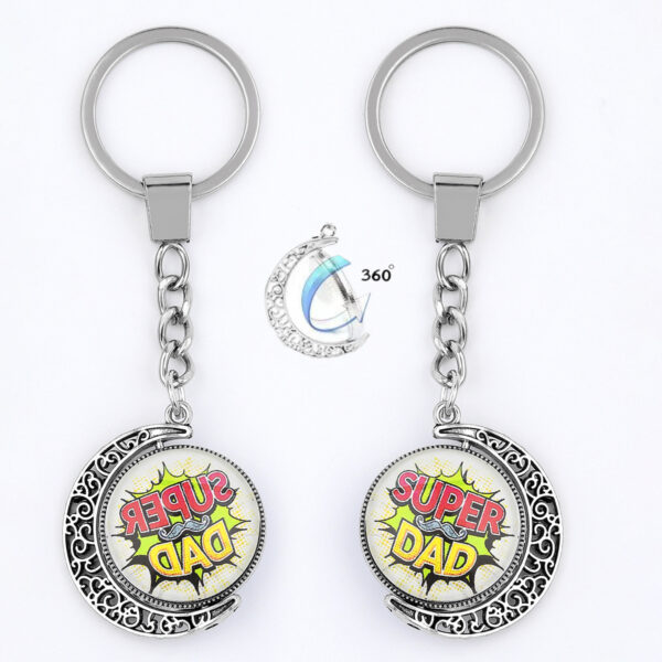 Wholesale Father's Day DAD HERO Time Gemstone Metal Keychain