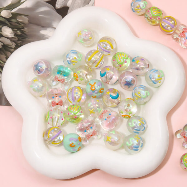 O1CN01LbB0Oa1kwdNpr5IiF_4000034748-0-cib Wholesale Acrylic Colorful Graffiti Round Beads Rabbit Beads