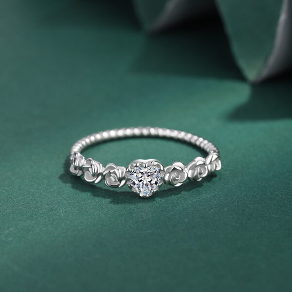 Wholesale Rose Surrounded Heart Sterling Silver Ring