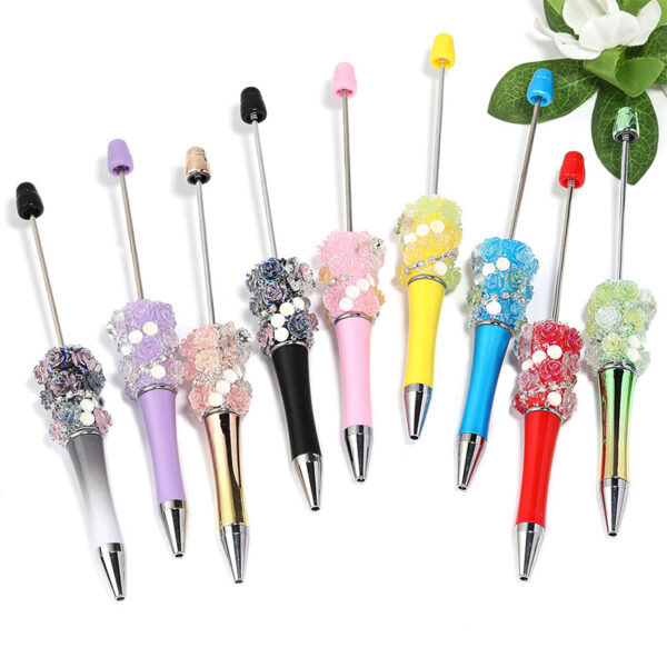 Wholesale 5pcs Heavy Industries DIY Mermaid Beads Rose Piercing Beads Love Bow Spinning Beads Ballpoint Pen
