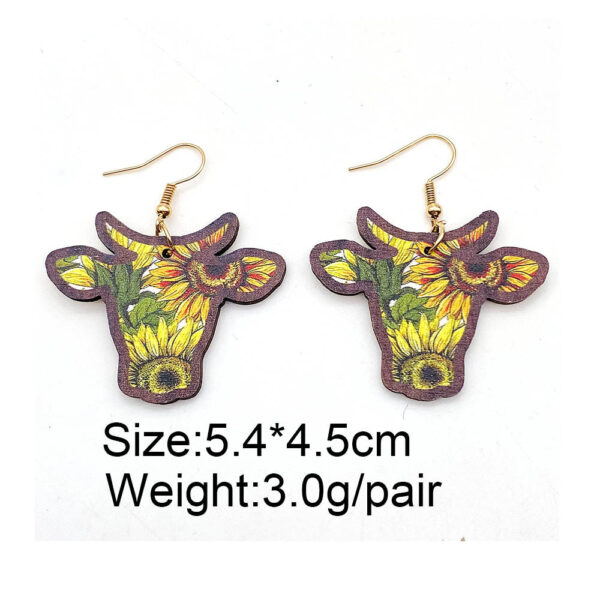 Wholesale Vintage Wooden Western Bullhead Sunflower Bohemian Earrings