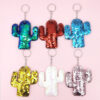 Wholesale PET Sequined Cactus Keychain Set of 6