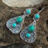 Wholesale Antique Green Turquoise Alloy Earrings
