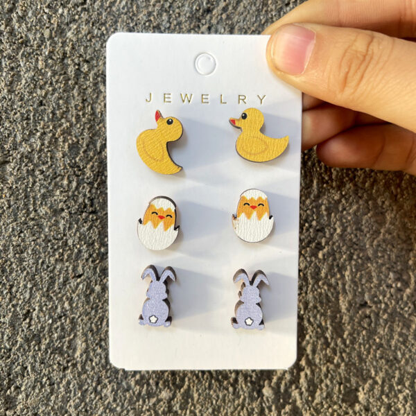 Wholesale Easter Egg Cartoon Cute Wooden Earring Set