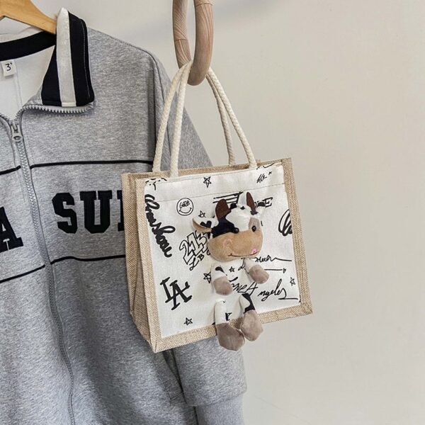 Wholesale large capacity graffiti cute calf canvas bag