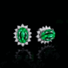 Wholesale Rhinestone Emerald Gemstone Alloy Earrings Jewelry Set