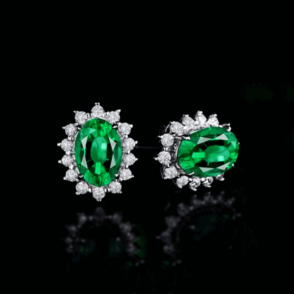 Wholesale Rhinestone Emerald Gemstone Alloy Earrings Jewelry Set