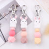 Wholesale Cartoon 3D Little White Rabbit Silicone Beaded Keychain