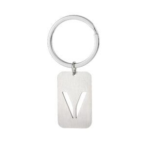 Military card hollow letter keychain-V