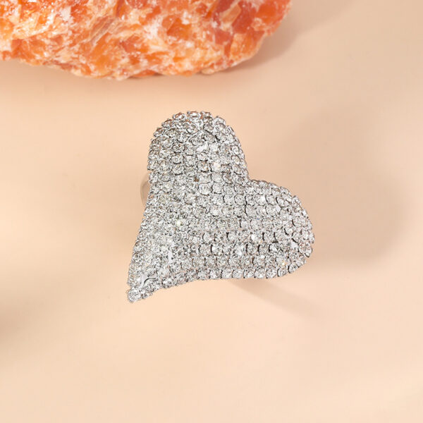 Wholesale Valentine's Day Heart Full Diamond Adjustable Ring