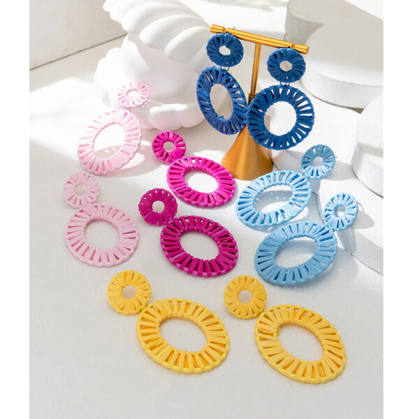 Wholesale Colorful Raffia Alloy Earrings