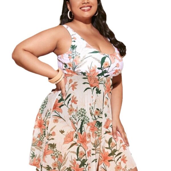 Wholesale Plus Size Printed Skirt Bikini  Swimwear Polyester