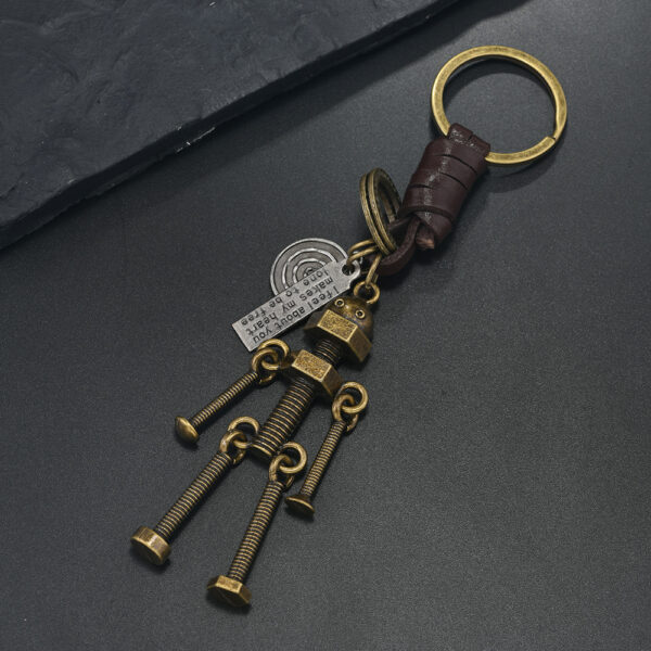 O1CN01LjBqHI1QBCDu6qWpZ_1866151937-0-cib Wholesale Woven Leather Rope Automotive Alloy Screw Robot Keychain