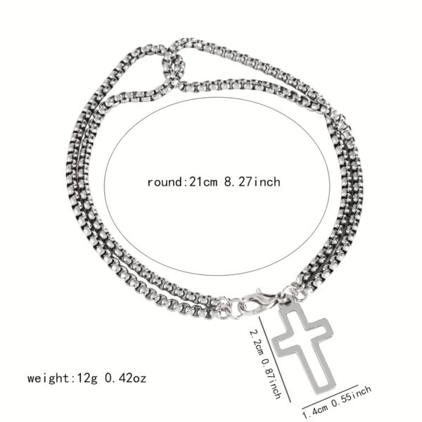 O1CN01LjYk8A1b9mg54hx3C_2206266993423-0-cib Wholesale Titanium Steel Cross Hollow Double Chain Men's Bracelets