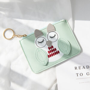 Owl Thin Coin Purse-Light Green