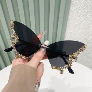 Source factory straight hair] / Swallowtail butterfly - 9933 [golden diamond] black lens