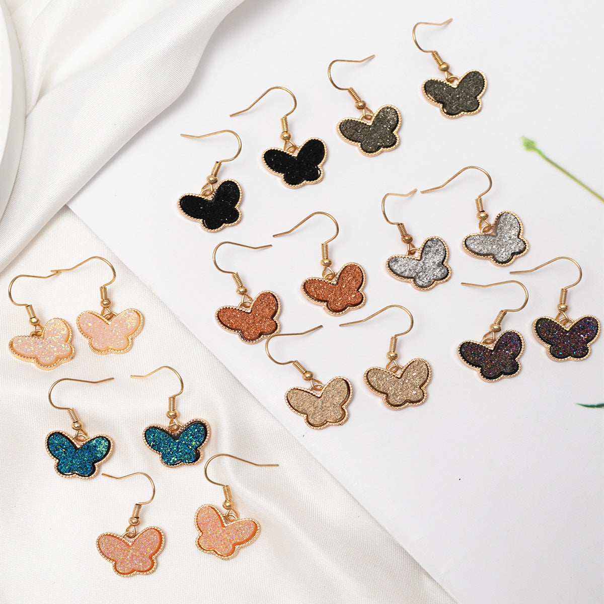 Wholesale Jewelry Color Resin Butterfly Alloy Earrings