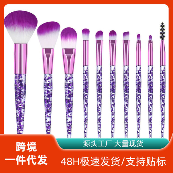 Wholesale Crystal Handle 10 Makeup Brush Set Unicorn Scallion Powder Acrylic Makeup Brush