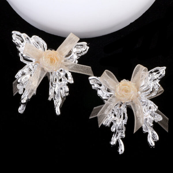 Wholesale 5pcs Alloy Lace Bow Butterfly Alloy Beads Straight Hole Beads DIY Beads